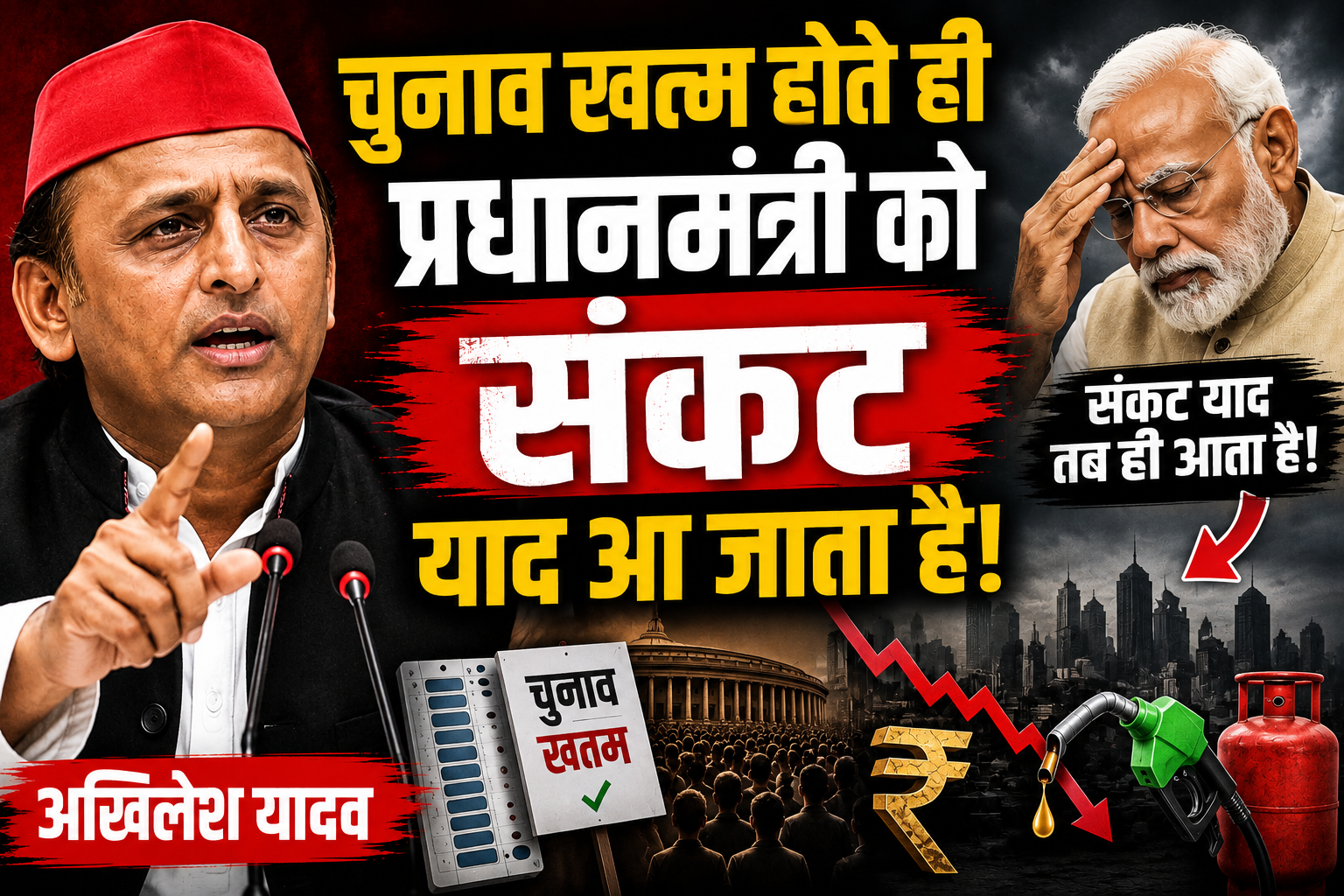 चुनाव खत्म होते ही प्रधानमंत्री को संकट याद आ जाता है: अखिलेश यादव