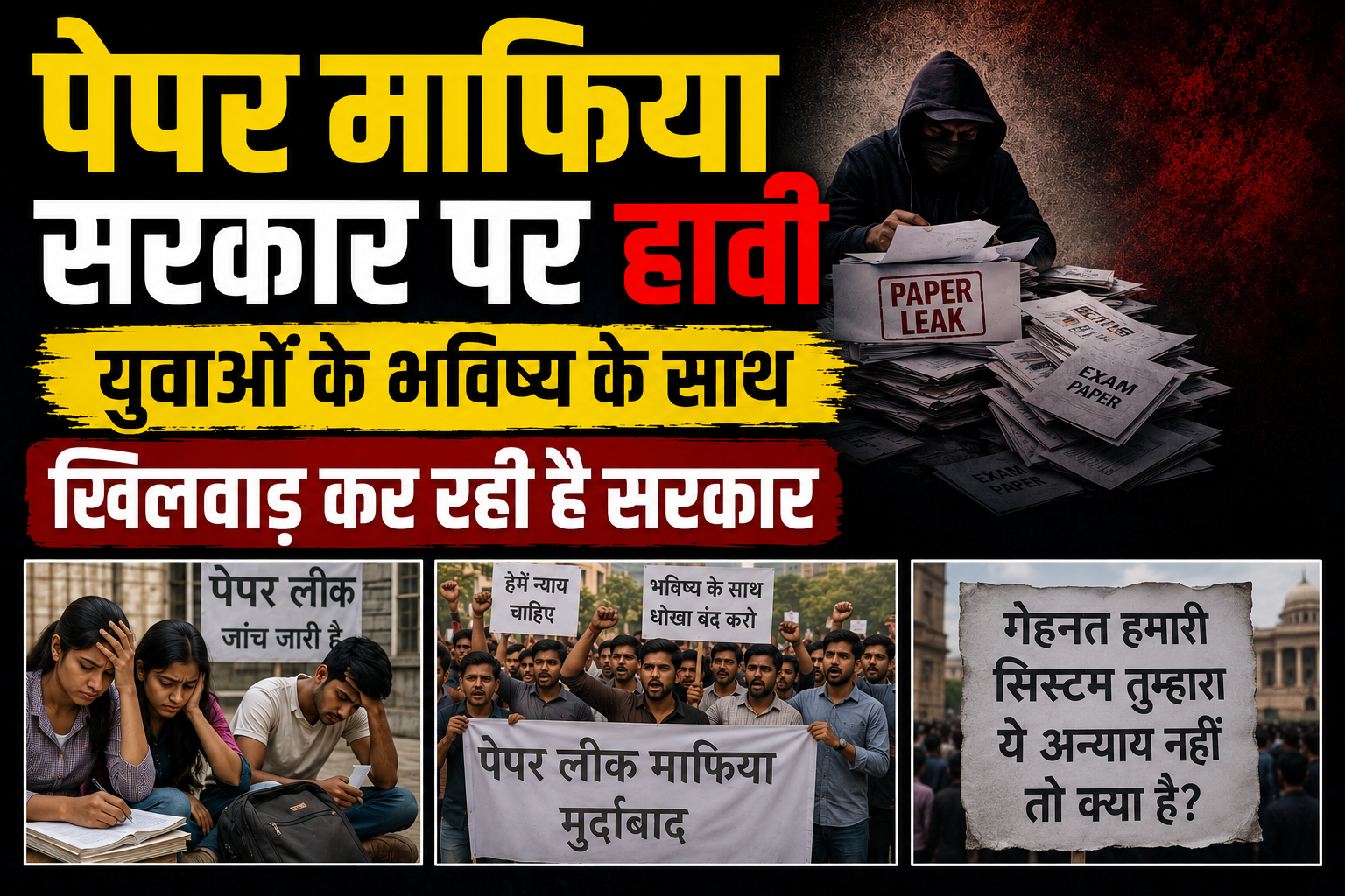 पेपर माफिया सरकार पर हावी युवाओं के भविष्य के साथ खिलवाड़ कर रही है सरकार