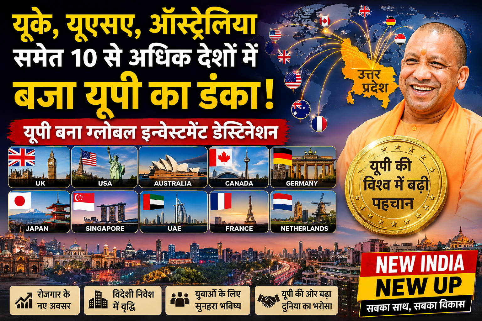 यूके, यूएसए, ऑस्ट्रेलिया समेत 10 से अधिक देशों में बजा यूपी का डंका