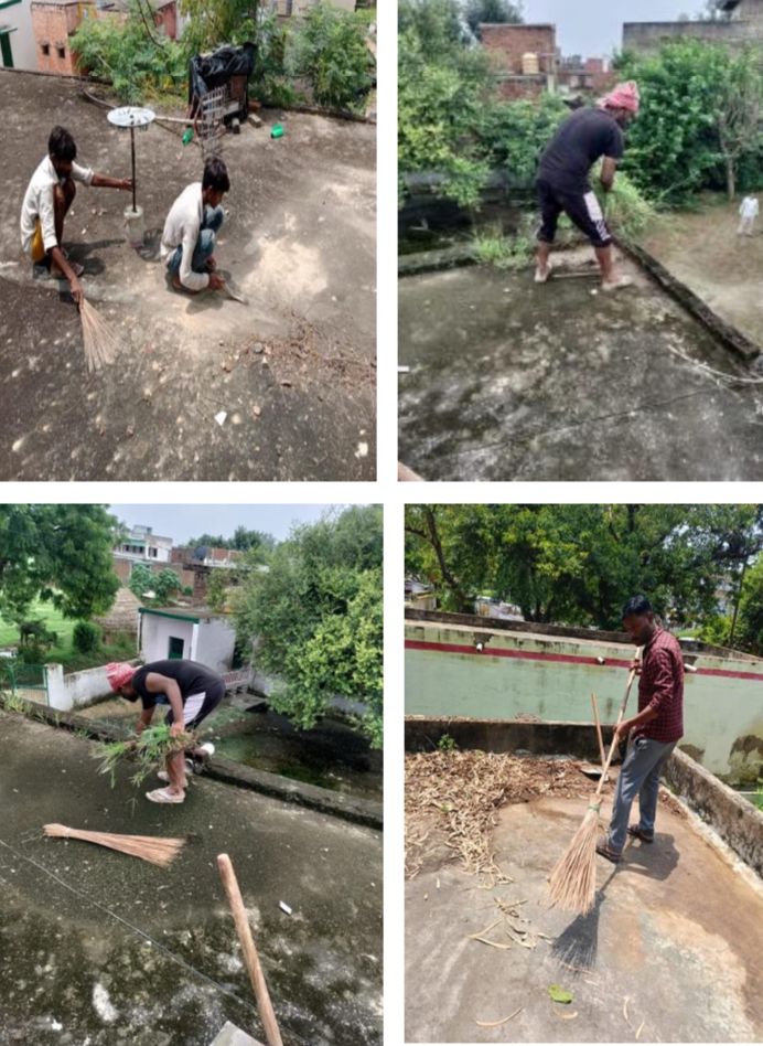जिलाअधिकारी के निर्देश पर सरकारी स्कूलो की छतों की साफ सफाई का तेजी से चल रहा कार्य