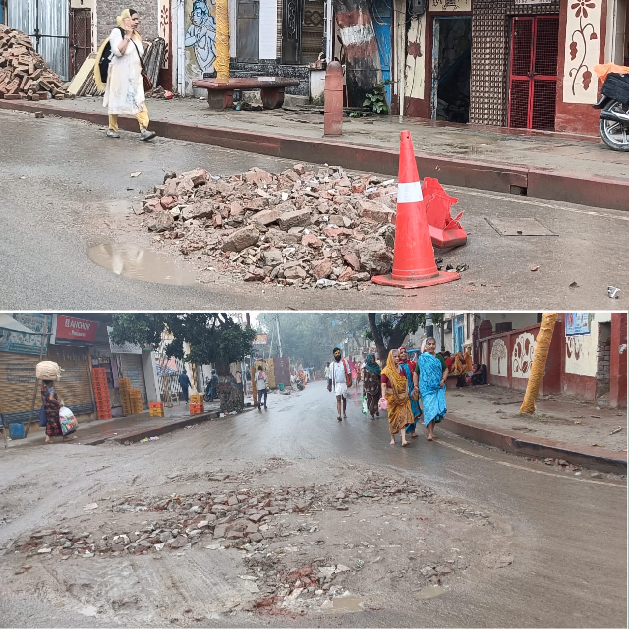ईटों का मालवा डालकर अधिकारियों ने कार्य की करी इति श्री, लाखों श्रद्धालु मार्ग से निकलने पर होंगे चोटिल